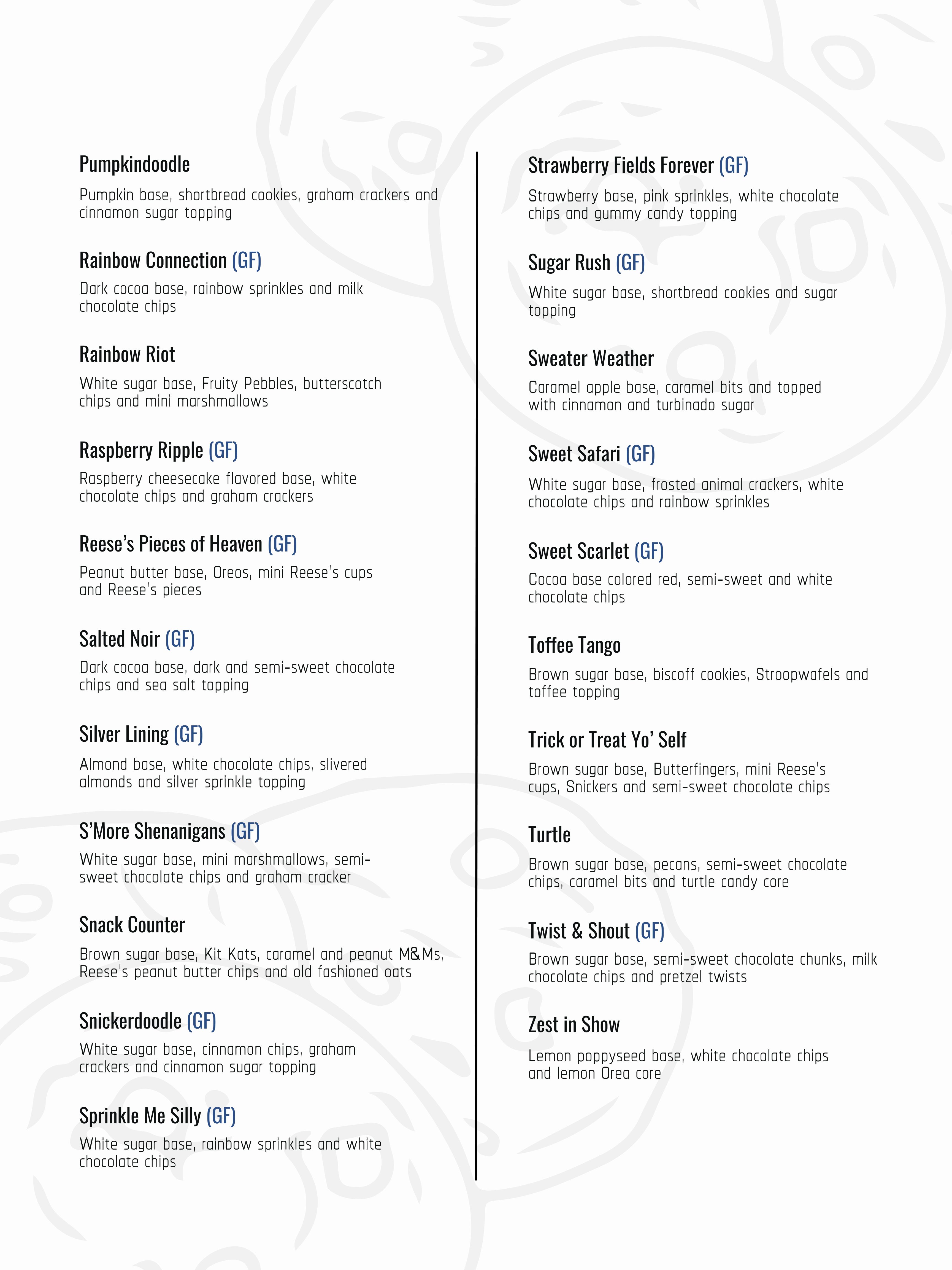 Big Dough Moines cookie menu