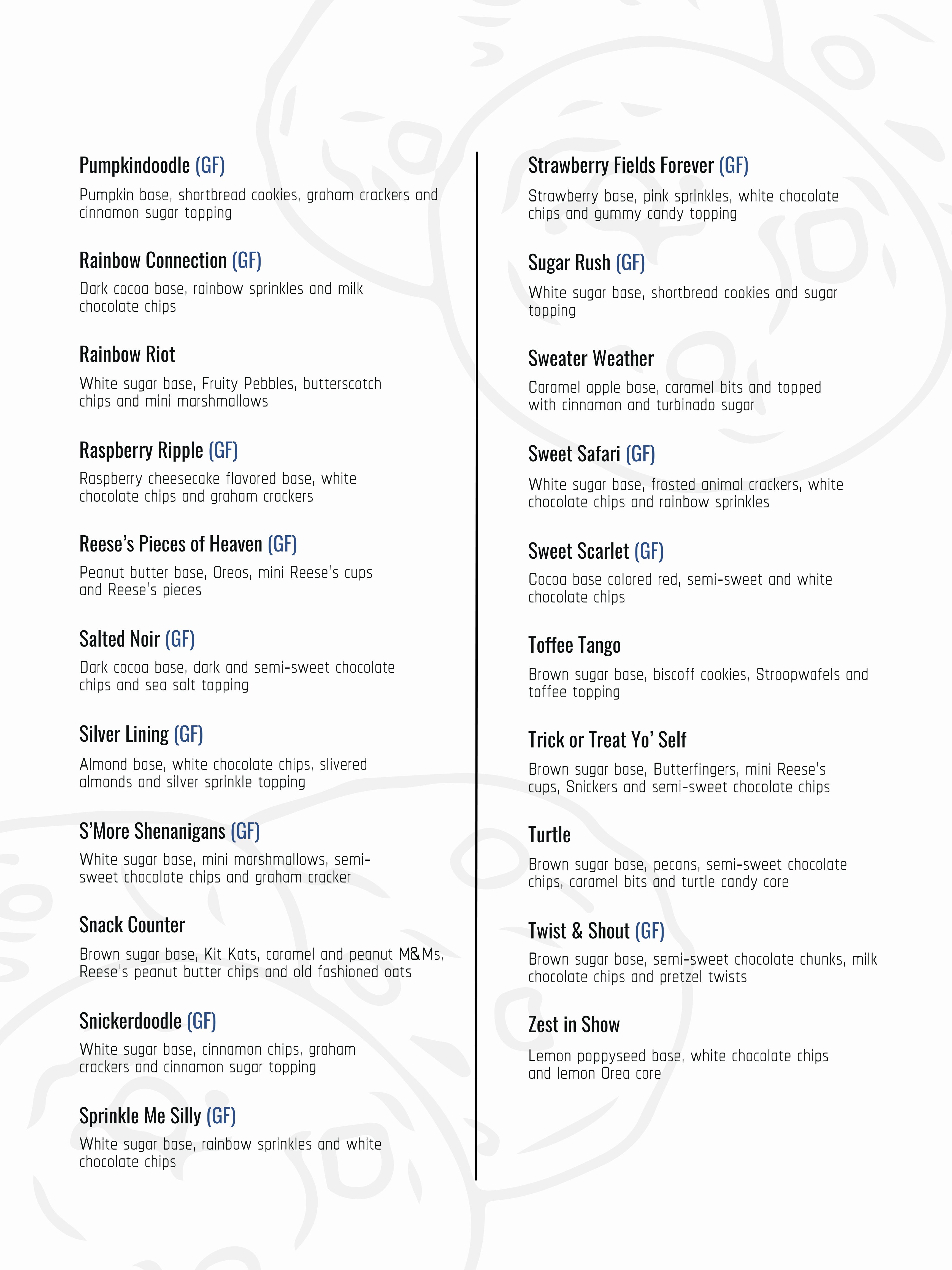 Big Dough Moines cookie menu